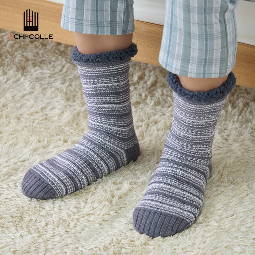 メンズ【裏ボア】リンクス柄クルー丈ルームソックス【SALE】【くつしたの日対象】